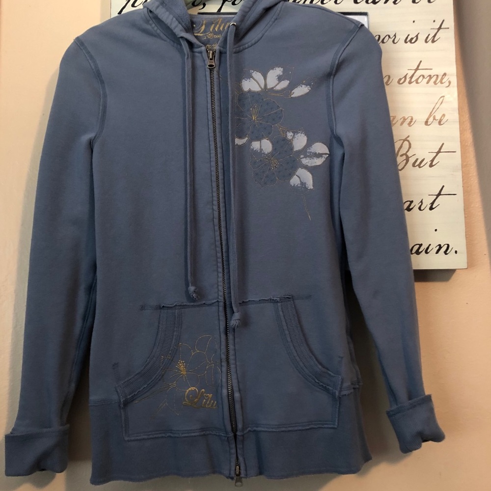 Size Large. Lilu. Blue zip up hoodie